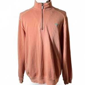 Tommy Bahama Mens 1/4 Zip Pullover Sweatshirt Peach Aqua Marlin Logo‎